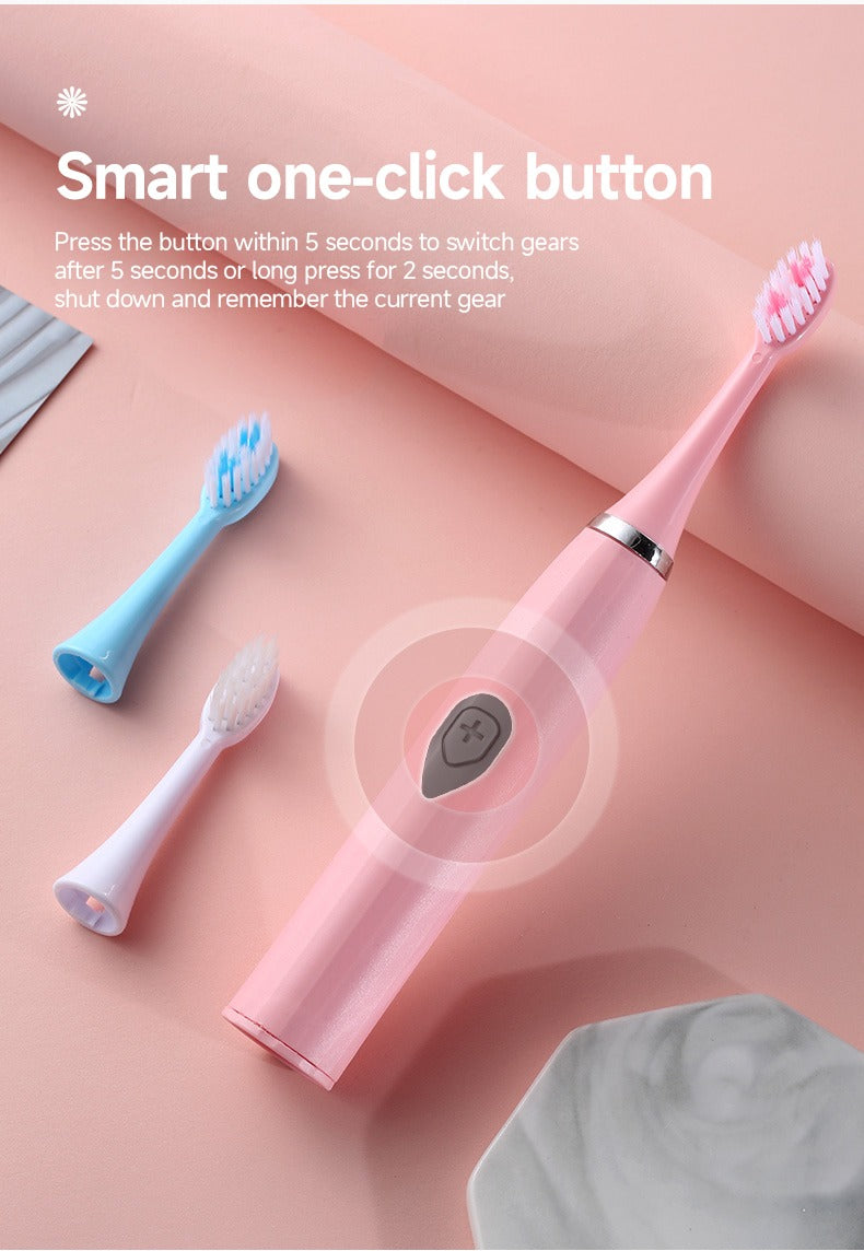 Electric Toothbrush for Adults Teeth Cleaner Soft DuPont Bristle Portable Battery Endurance IPX6 Waterproof Oral Care
