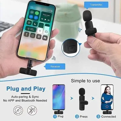 K8 Wireless Microphone, Plug Play Digital Mini Portable Recording Wireless Microphone